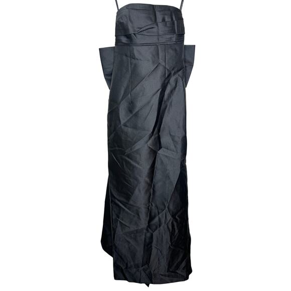 Alfred Sung NWT Black Strapless Draped Bodice Column Dress Oversized Bow 2 - Picture 3 of 9